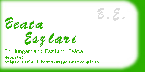 beata eszlari business card